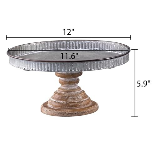 Rustic Galvanized Metal Cake Stand, Cupcake Stand Rustic Round Dessert, - Picture 4 of 7