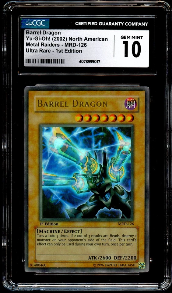 CGC 10 GEM MINT Barrel Dragon MRD-126 ULTRA RARE 1st Edition MRD Yugioh Card 017 - Image 2 of 3