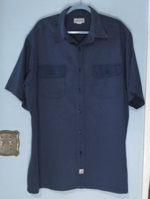 CARHARTT 101959 S223 Short Sleeve Twill Work Shirt - NAVY - XXL/55" Chest - VGUC