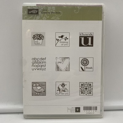 Stampin' Up! Hostess CUTE BY THE INCH Set Of 9 Stamps Cake Heart Owl