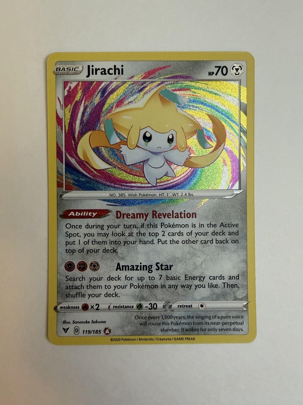 Pokémon TCG Jirachi Amazing Rare Holo 119/185 Vivid Voltage Dreamy Revelation
