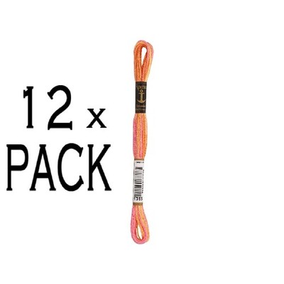 12x Anchor Sticktwist Multi 8m, rot,fLame, Baumwolle, Farbe 1315, 6-fädig, VPE