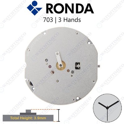 Genuine Ronda 703 Watch Movement Swiss Parts 3 Hands