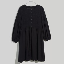 New Madewell Button Front Mini Dress Size Small Black NH292