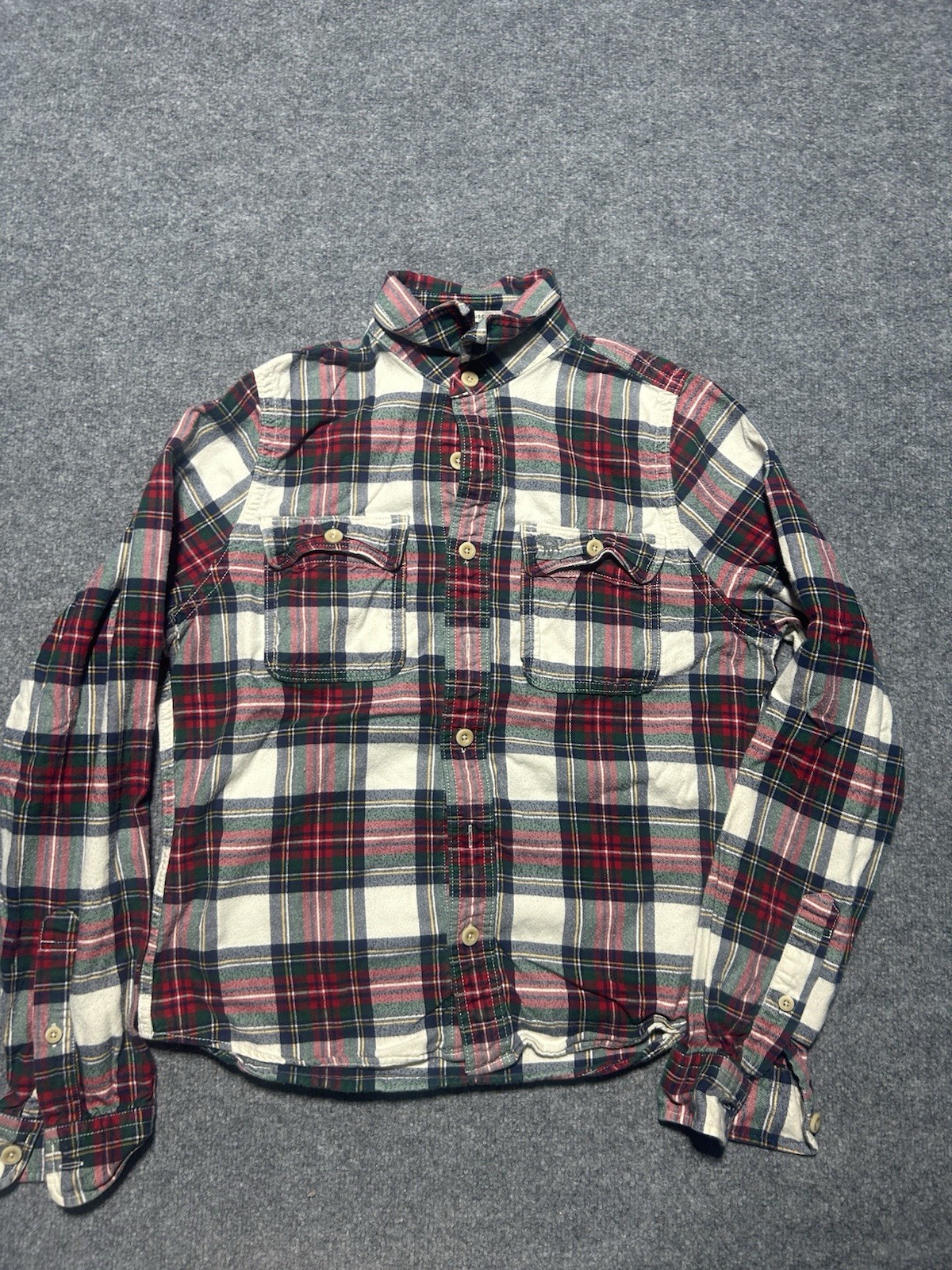 Vintage Abercrombie And Fitch Muscle Button Up Shirt Size Large Plaid