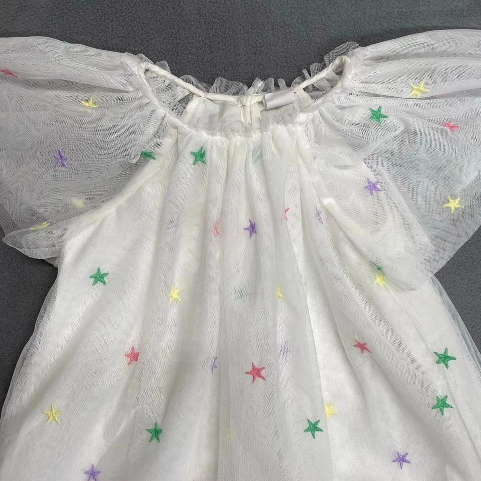 Vestido infantil Baby GAP meninas 5 estrelas em camadas de tule branco manga esvoaçante - Imagem 4 de 4