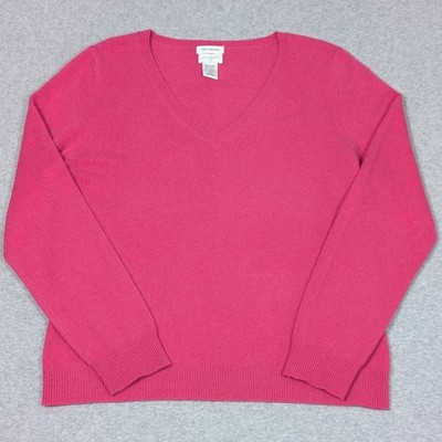 Jaclyn Smith 100% Cashmere Sweater Womens Size Large V-Neck Hot Pink