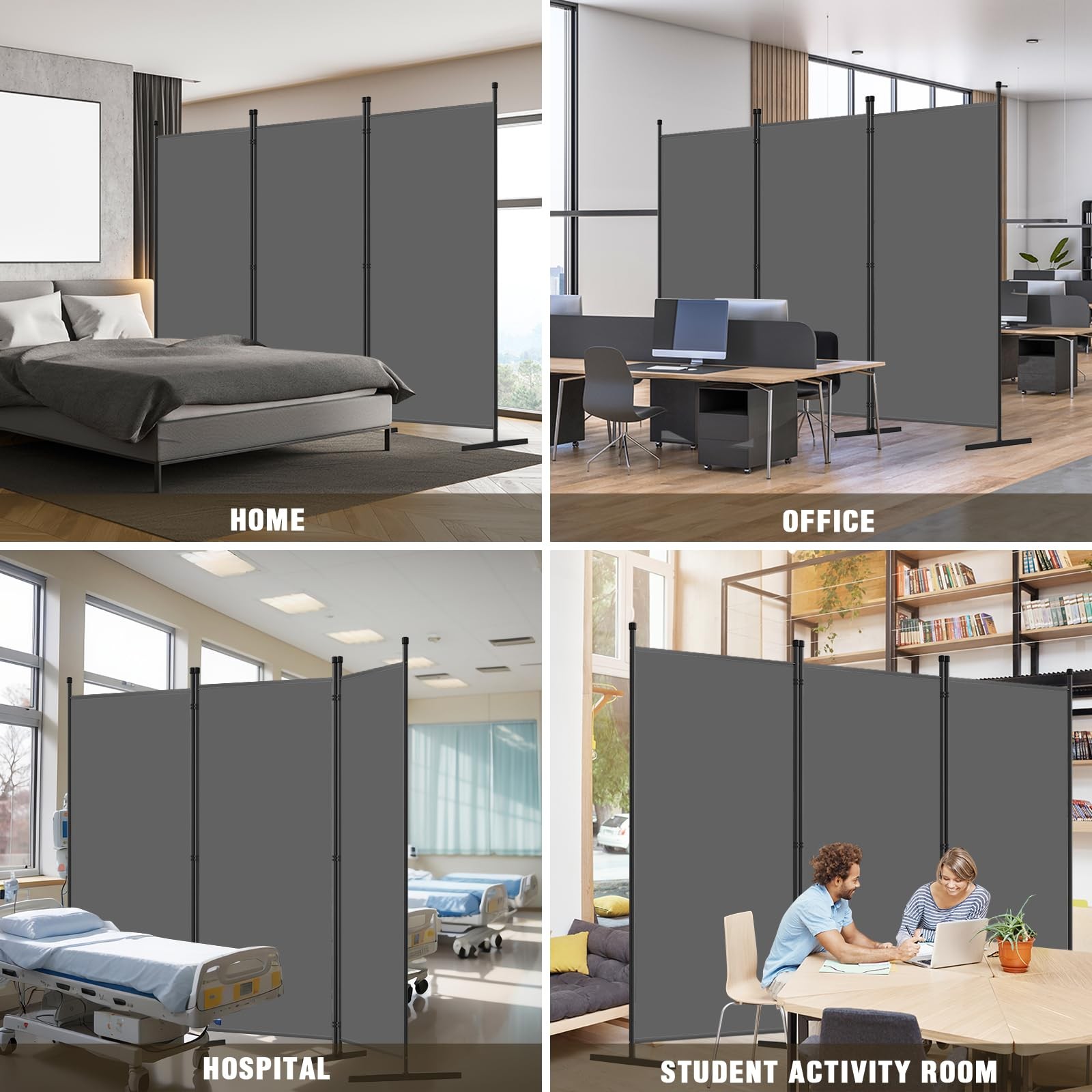 AKTOP 3-Panel Room Divider, Freestanding Wall Divider for Room ...
