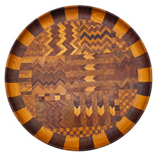 Vintage Handcrafted Segmented Wood Bowl Lathe Turned Modern Geometric 11.5  