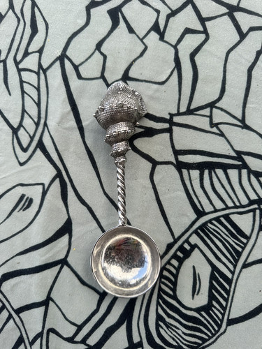 Vintage Metal Shiny Decorative Conch Shell Coffee Scoop Spoon - Picture 1 of 4