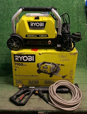 #ad Ryobi 1.2 GPM 1900 PSI Electric Corded Water Pressure Washer Kit RY1419MT Used $109.99