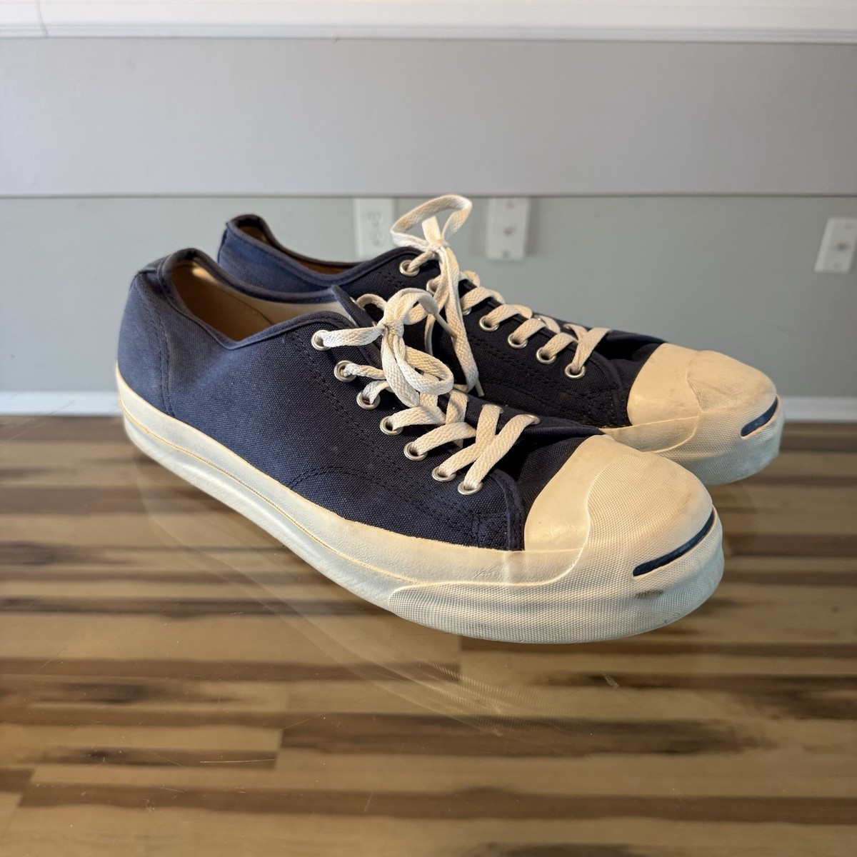 Vintage Converse Jack Purcell White Canvas Sneakers Made in USA Sz