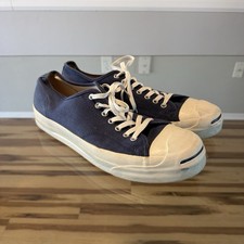 Vintage Converse Jack Purcell White Canvas Sneakers Made in USA Sz 12