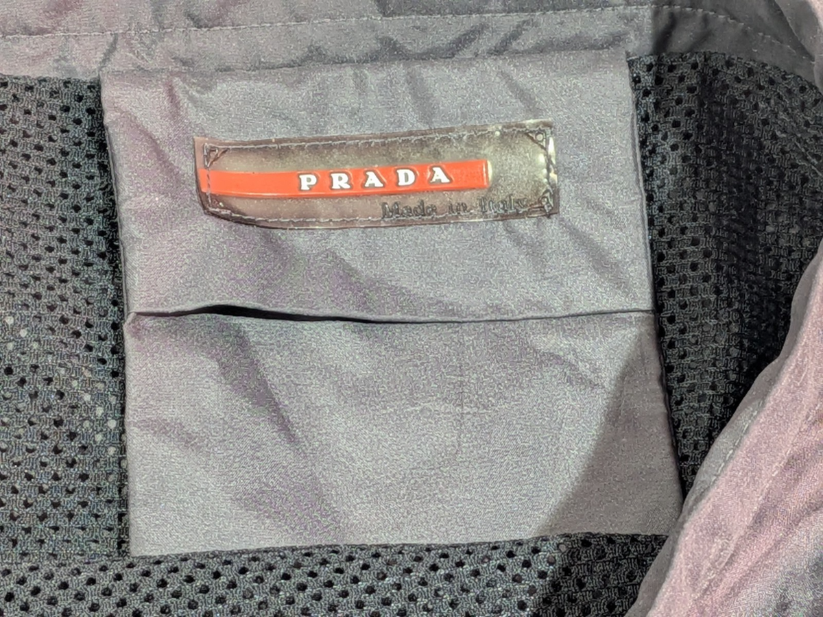 Vintage Prada Sport Linea Rossa Black Swim Trunks IT 54 Made in