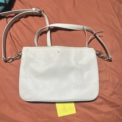 kate spade new york Shoulder Bag White Pebbled Leather Zip Shoulder Strap