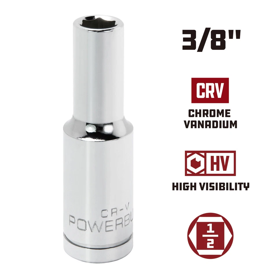 Powerbuilt 1/2 Inch Drive x 3/8 Inch 6 Point Deep Socket - 642324 - Image 2 of 4