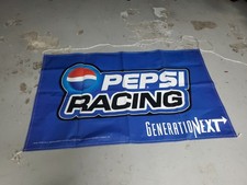 c.1990s Original Vintage Pepsi Racing Banner Sign Generation Next Indy 500 Coke