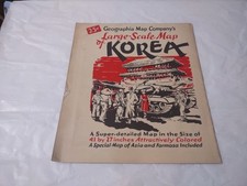 GEOGRAPHIA MAP COMPANY'S LARGE-SCALE MAP OF KOREA 41"X27" COLORED DETAILED