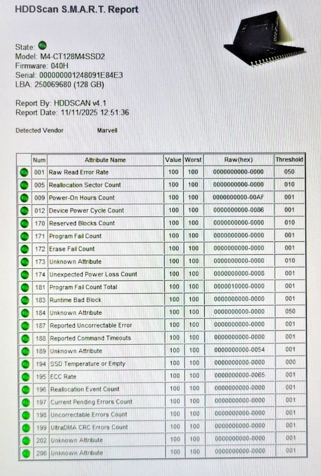 Crucial M4 - 128GB 2.5" Internal SSD- CT128M4SSD2 + 45cm SATA Cable (Blue Shiny) - Image 4 of 4