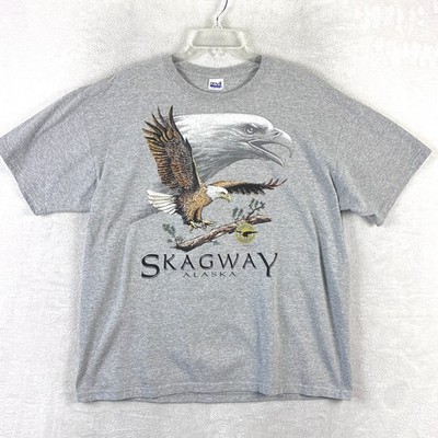 VTG Skagway Alaska Tshirt Mens L Gray Eagle Outdoors Nature Classic 90s Y2K
