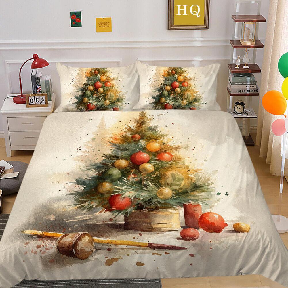 Christmas Tree Gifts Santa Claus #1 Quilt Duvet Cover Set Comforter Cover Double