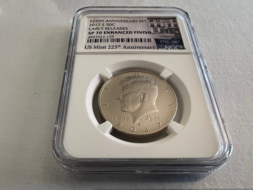 2017-S 225TH JAHR KENNEDY HALBER DOLLAR E.R. "NGC SP70 E.F. ""JUBILÄUMSETIKETT" - Bild 2 von 3