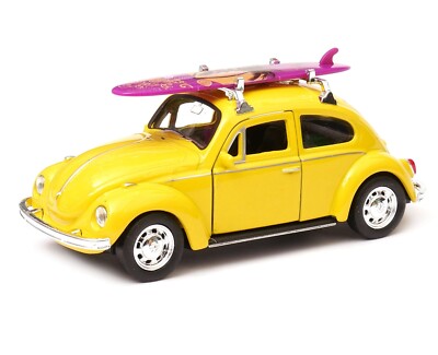 Volkswagen Beetle Surfing Germany Car Model Toy Yellow Diecast
