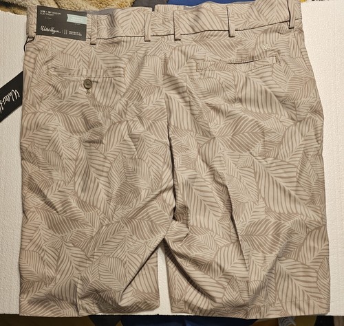 Walter Hagen Perfect 11 Leaves Print Light Khaki Golf Shorts 38 MGA14156 Tan - Picture 2 of 3