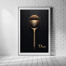 Fashion Designer Black Gold Make Up Powder Brush Digital Wall Art Poster Decor