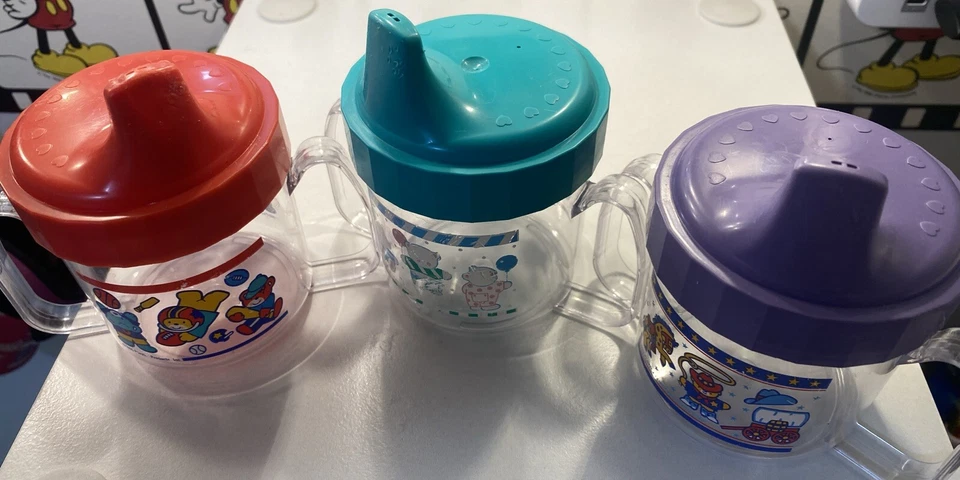 Lote de tazas Playtex vintage querubín sorbido años 90 osos deportivos transparentes RODEO RARO DIFÍCIL DE ENCONTRAR🤩🧸 Foto 4 de 4