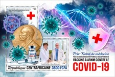 2024 10 -CENTRAL AFRICAN - NOBEL PRIZ OF MEDICINE I     1V complet set MNH **