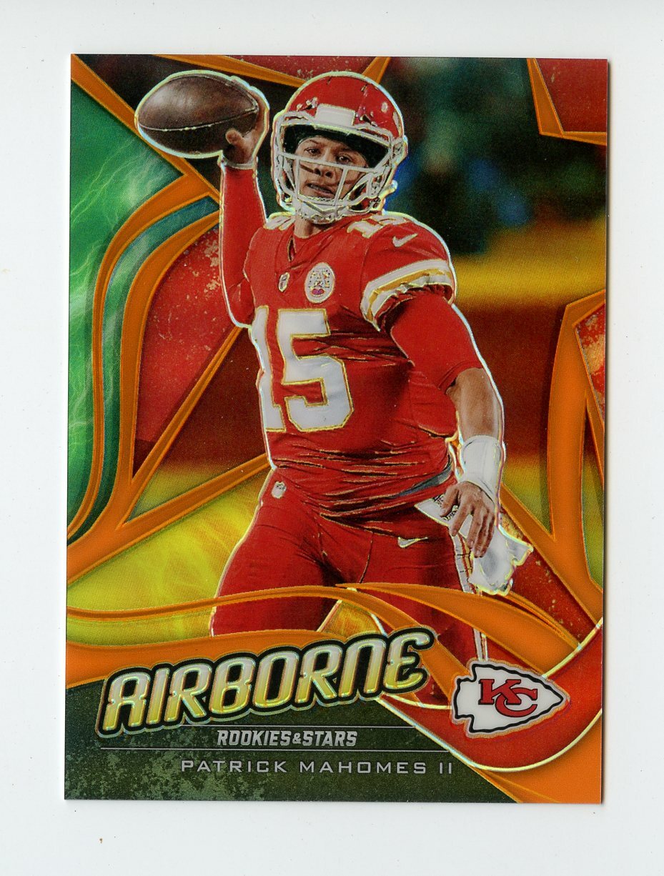 FILA E96 PATRICK MAHOMES 2019 ROOKIES STARS REFRATTORE ARANCIONE AEREO 23 25 CAPI