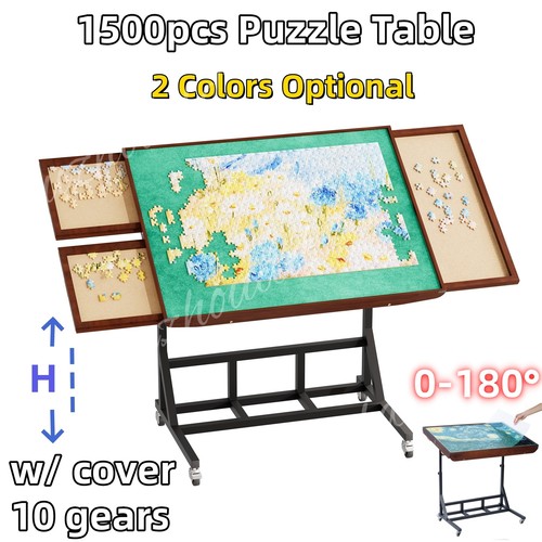 Large Jigsaw Puzzle Table Tilting Table Height Adjustment Drawers Rolling Table