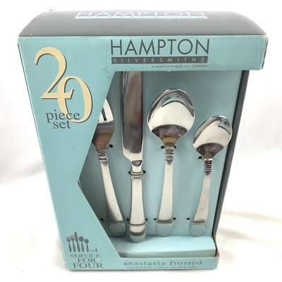 Hampton Silversmiths Anastasia Frosted Stainless Steel 20 Piece Set New In Box