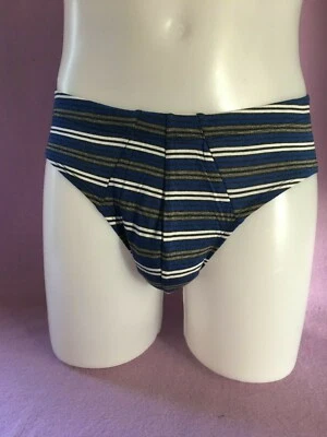 Ex Store Mens Comfortable Stripe Briefs - Blue/Grey/White or Red/Grey/White