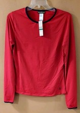 Tommy Bahama Long Sleeve Rash Guard L Pearl Solids SPF 50 Swim Top Red NWT 78