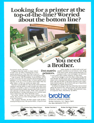 Brother dot matrix printer computer electronics ephemera PC print ad 1986