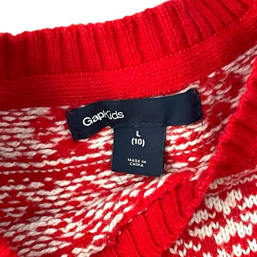 Gap Christmas Sweater Kids L Red White Wool Blend Nordic - Picture 3 of 5