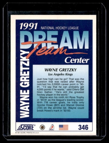 1991-92 Score American Wayne Gretzky #346 HOF - Picture 2 of 2
