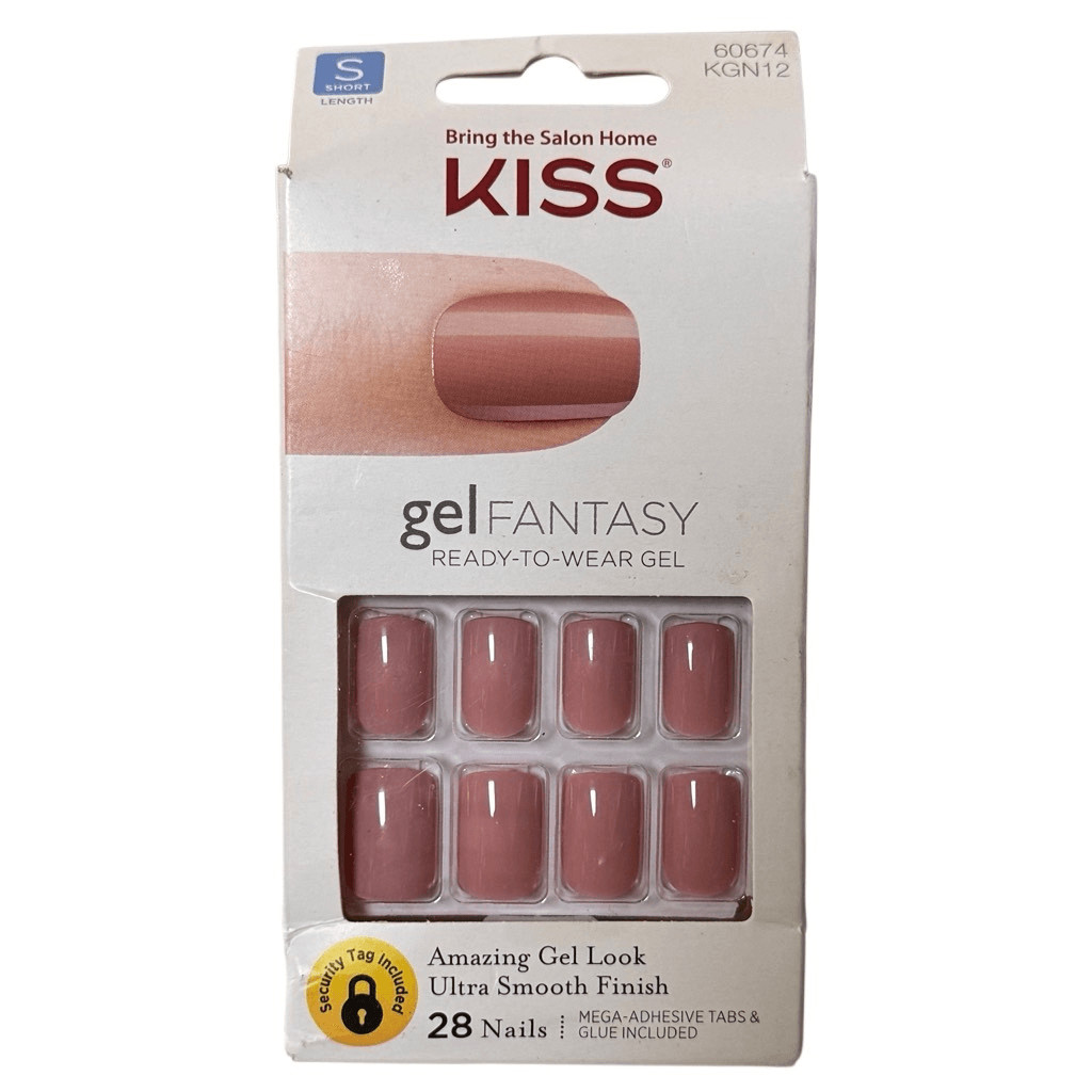 Kiss Gel Fantasy False Nails Short 28 Ct Pink Ribbon NEW
