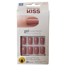 Image of Kiss Gel Fantasy False Nails Short 28 Ct Pink Ribbon NEW