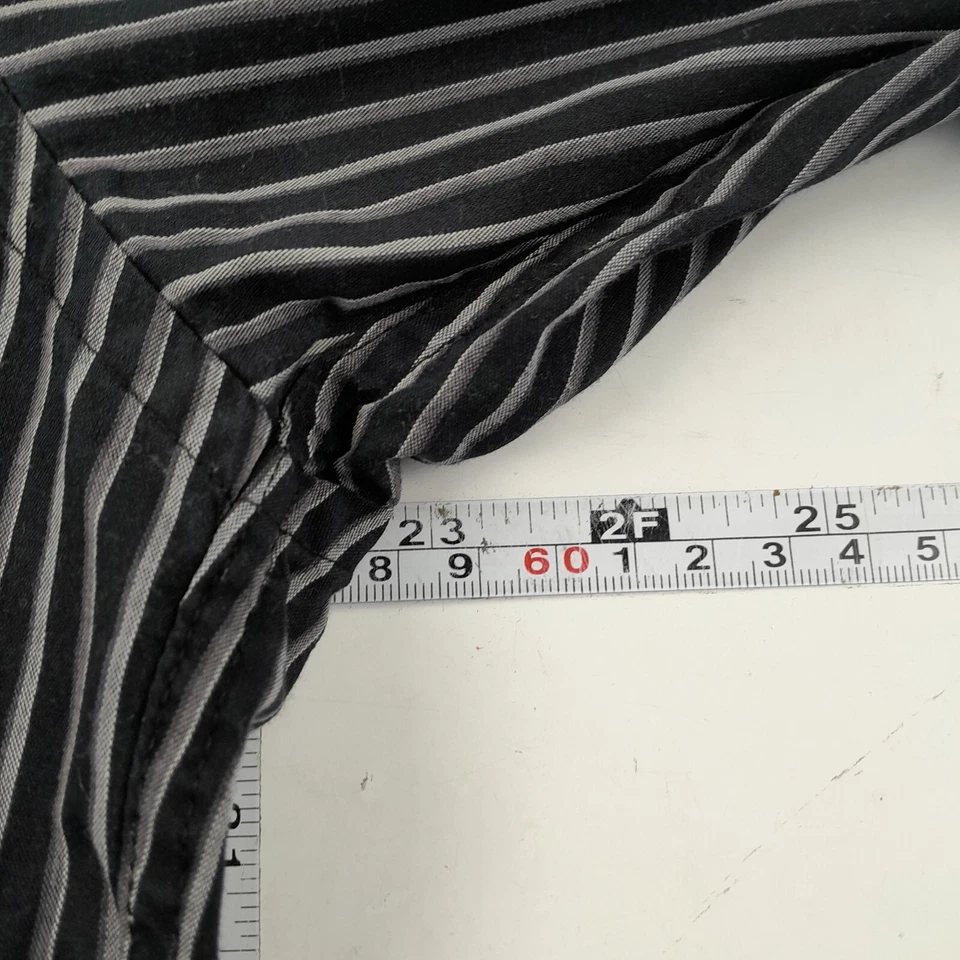 Camisa BEN SHERMAN 16 negra para hombre de manga larga con botones a rayas - Imagen 4 de 4