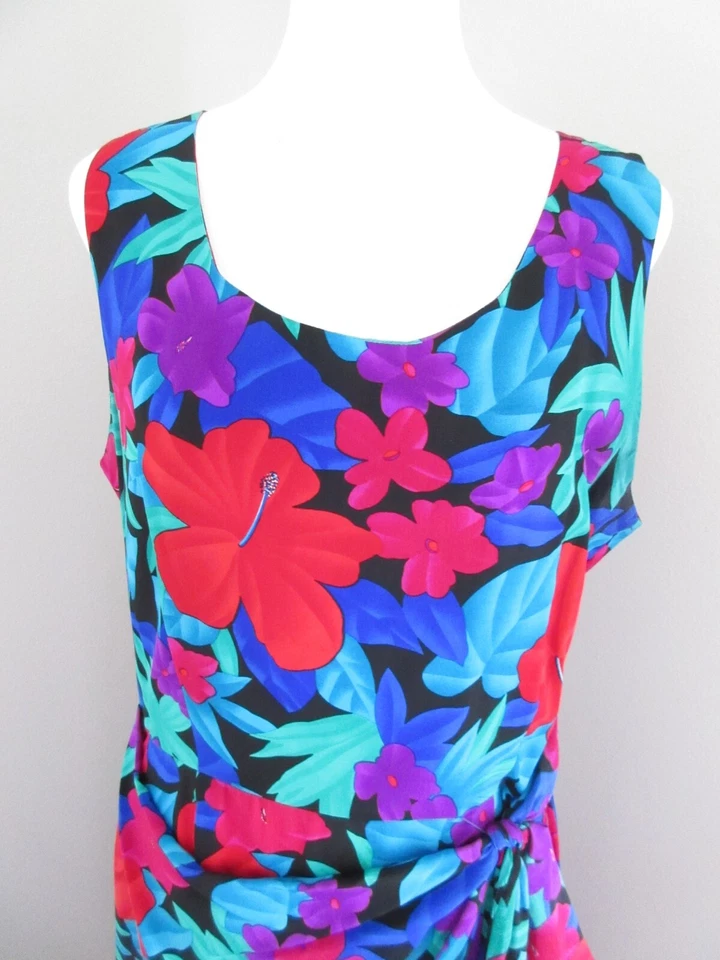 Vestido Spenser Jeremy vintage años 90 100 % seda para mujer 12 brillantes florales sin mangas Foto 3 de 4