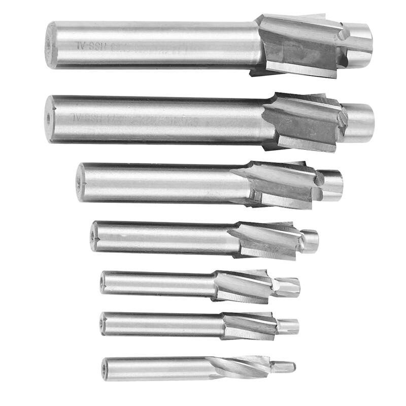 7Pcs M3 Counterbore Milling Cutter High Speed Steel Pilot Slotting