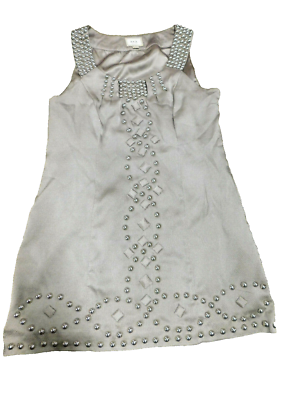 metallic beaded mini dress Silver Beaded Mini Dress with Fringe Detail 52575