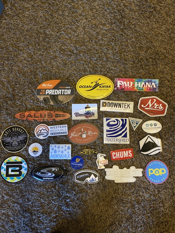 26 Water Paddle Stickers Old Town Keen Bote Chums NRS Salus Optic Nerve Pau Hana