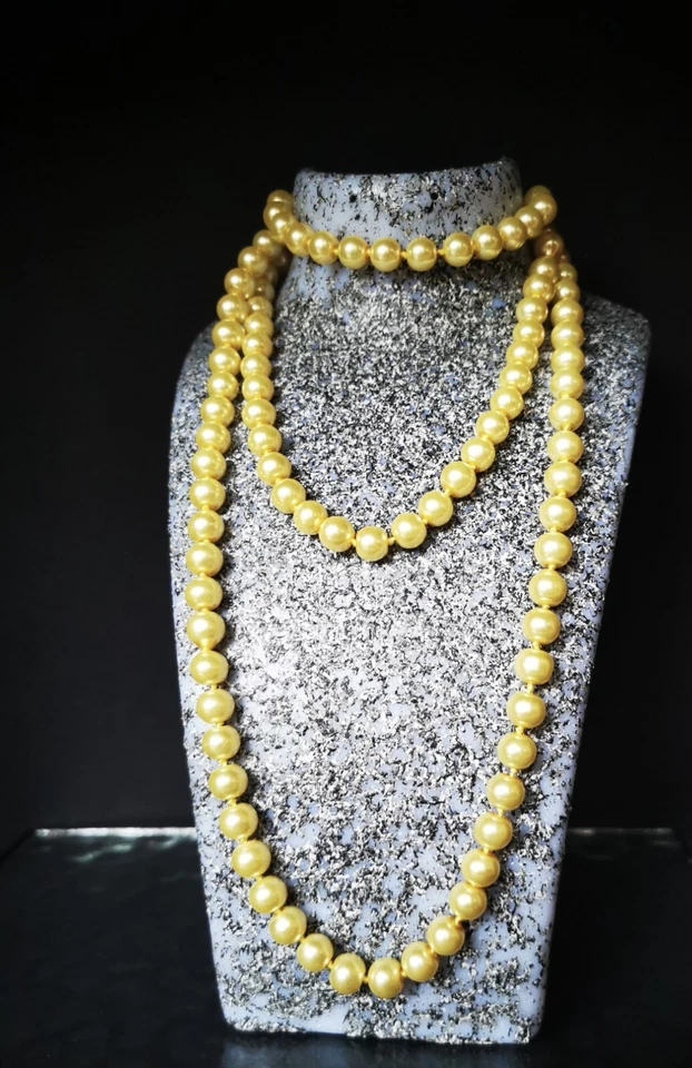 Kette Perlen Muschelkern cremegolden schimmernd superschön + edel! 1m lang 73g - Bild 4 von 4