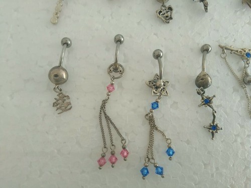 15 piercing de ombligo de plata, 925 sterling silver and surgical steel rod. - Imagen 6 de 8