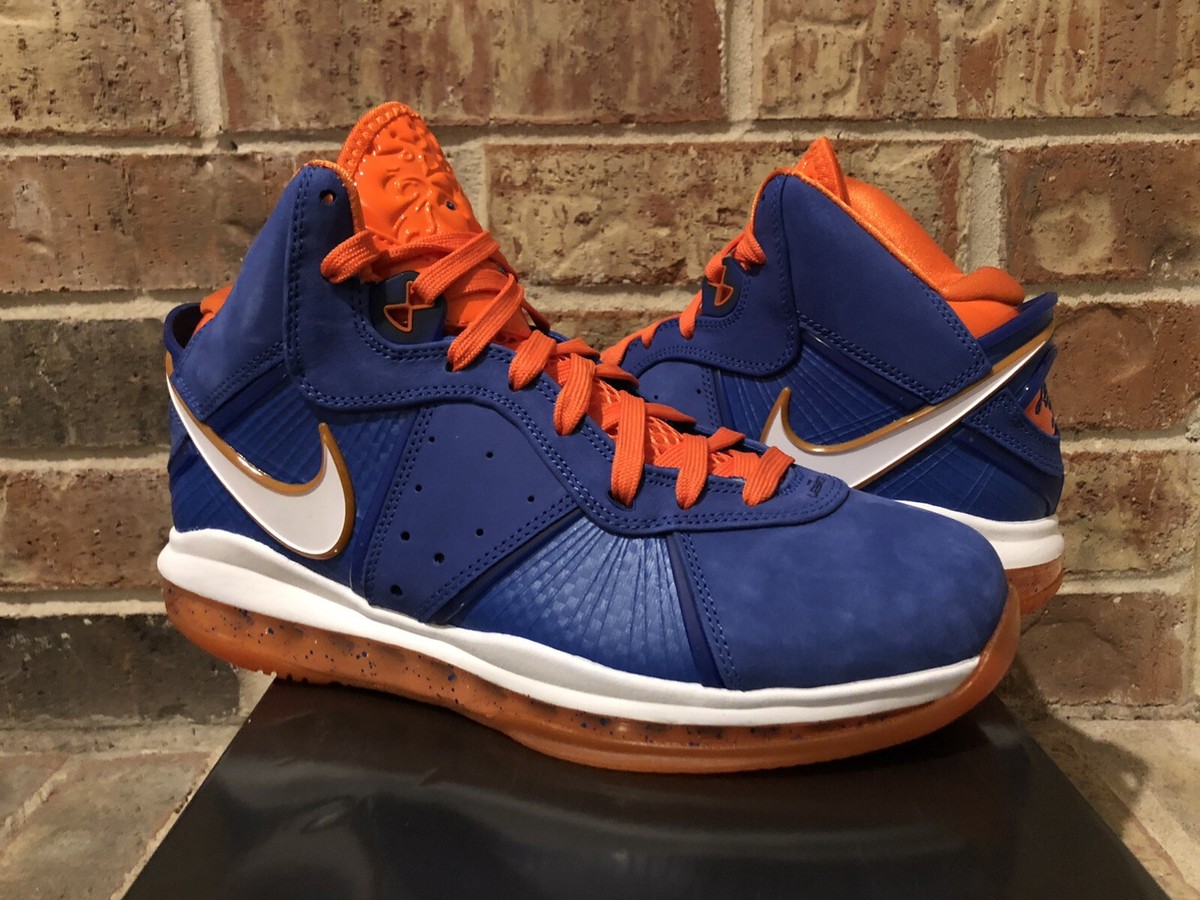 New 9.5 Nike LeBron 8 QS HWC Hardwood Classic Blue Orange NY