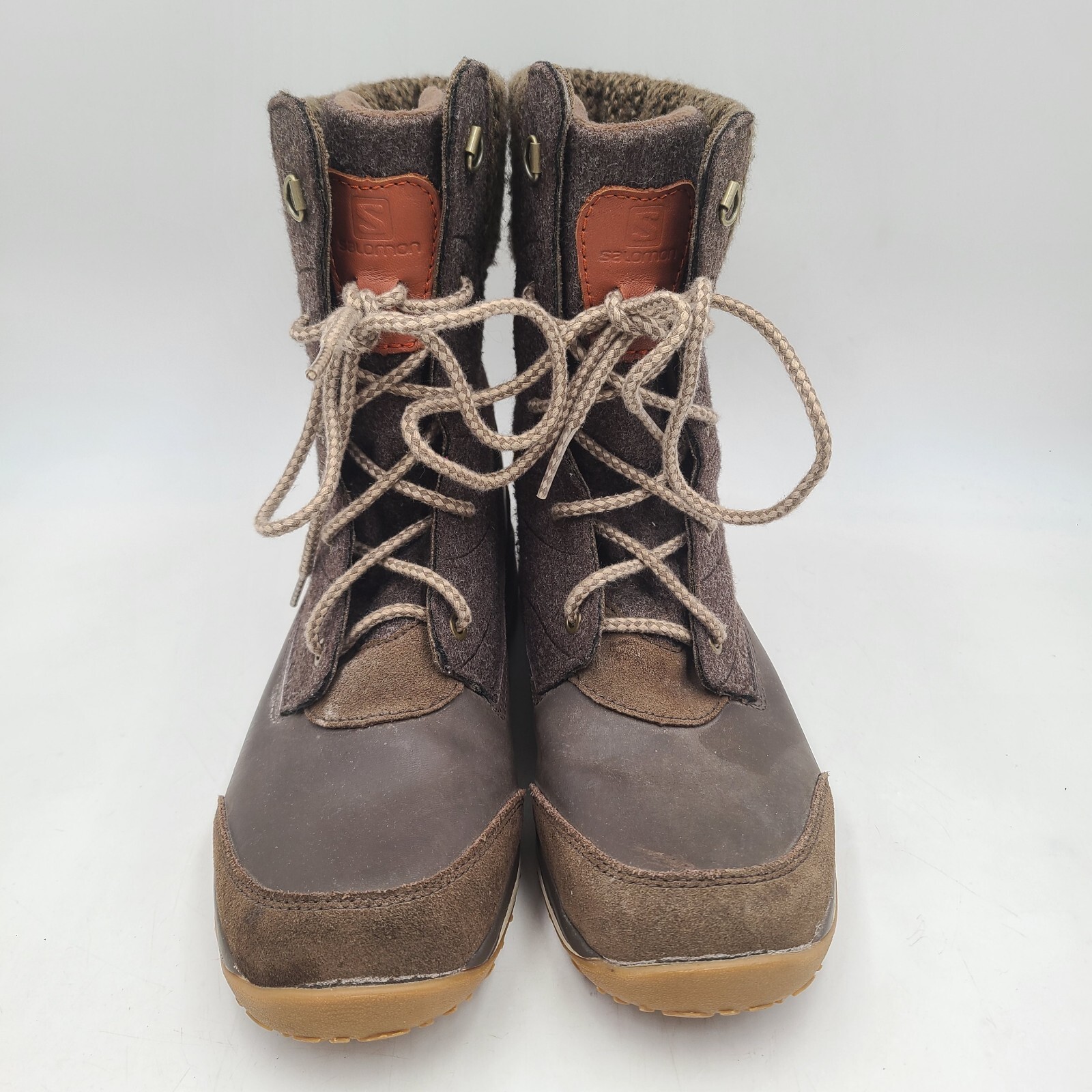 Stivali invernali alti Salomon donna Hime taglia 8 marroni isolati contagrip stivali da neve